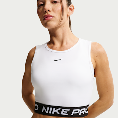Nike ホワイト クロップドタンクトップ Nike Pro Women's Dri-FIT Cropped Tank Top. Nike.com